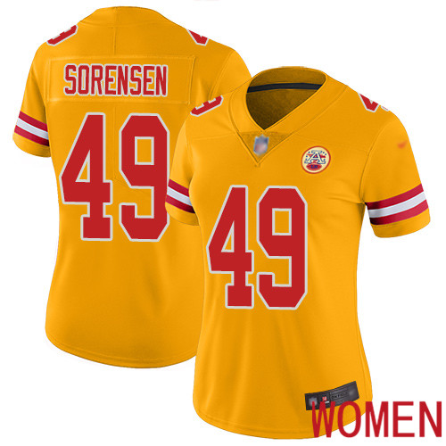 Women Kansas City Chiefs #49 Sorensen Daniel Limited Gold Inverted Legend Nike NFL Jersey->women nfl jersey->Women Jersey
